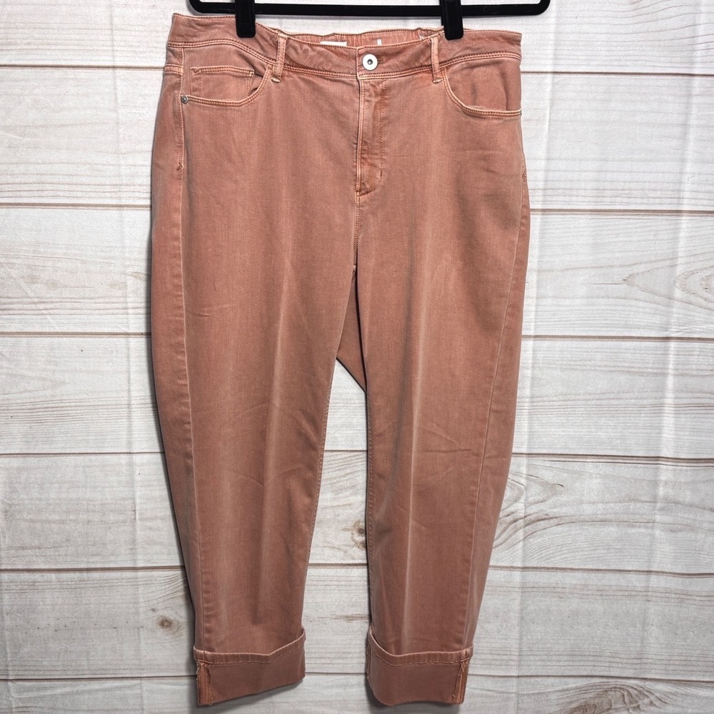 J.Jill Denim Terracotta Clay Crop Cuffed Jeans High Rise Stretch RN 97641